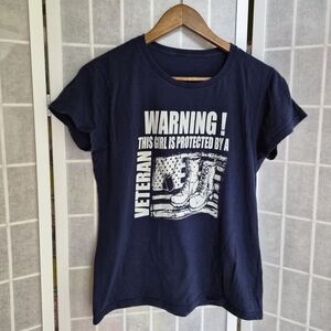 Protected By A Veteran Navy Graphic T-Shirt Sz S